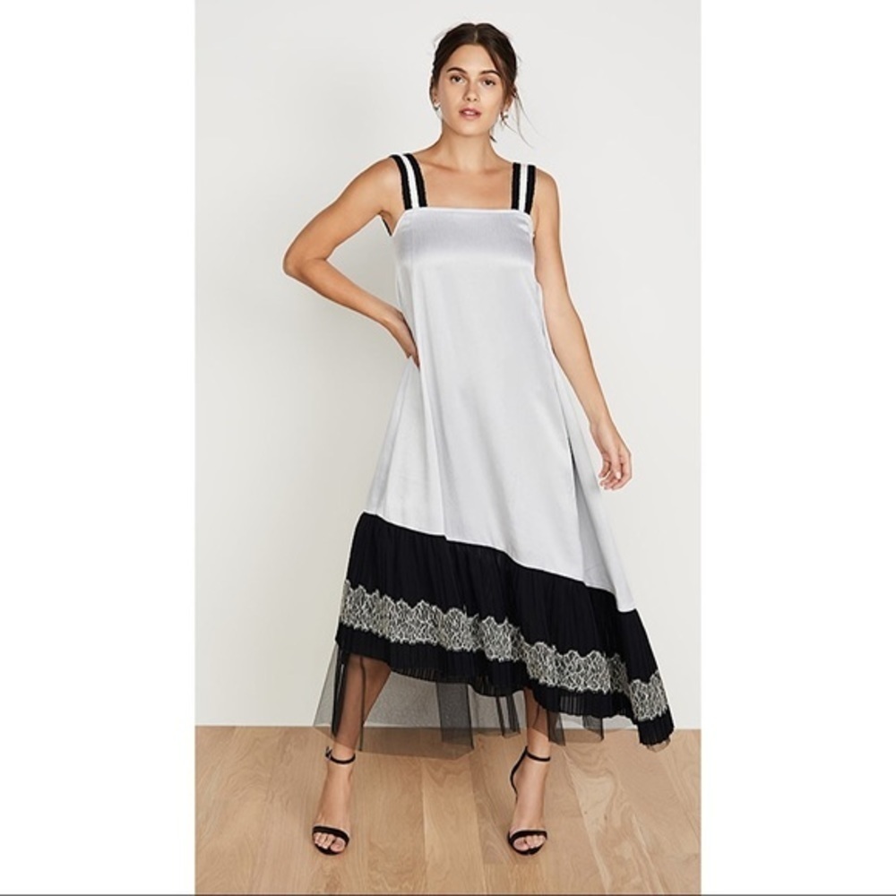 NWT Adeam Lace Up Pleated Slip Dress